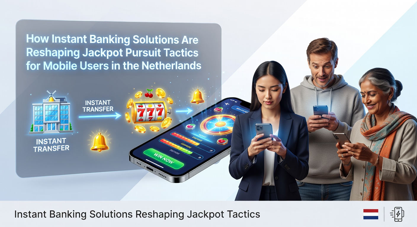 Illustratie van mobiele jackpotjacht met instant banking in Nederlandse casinos