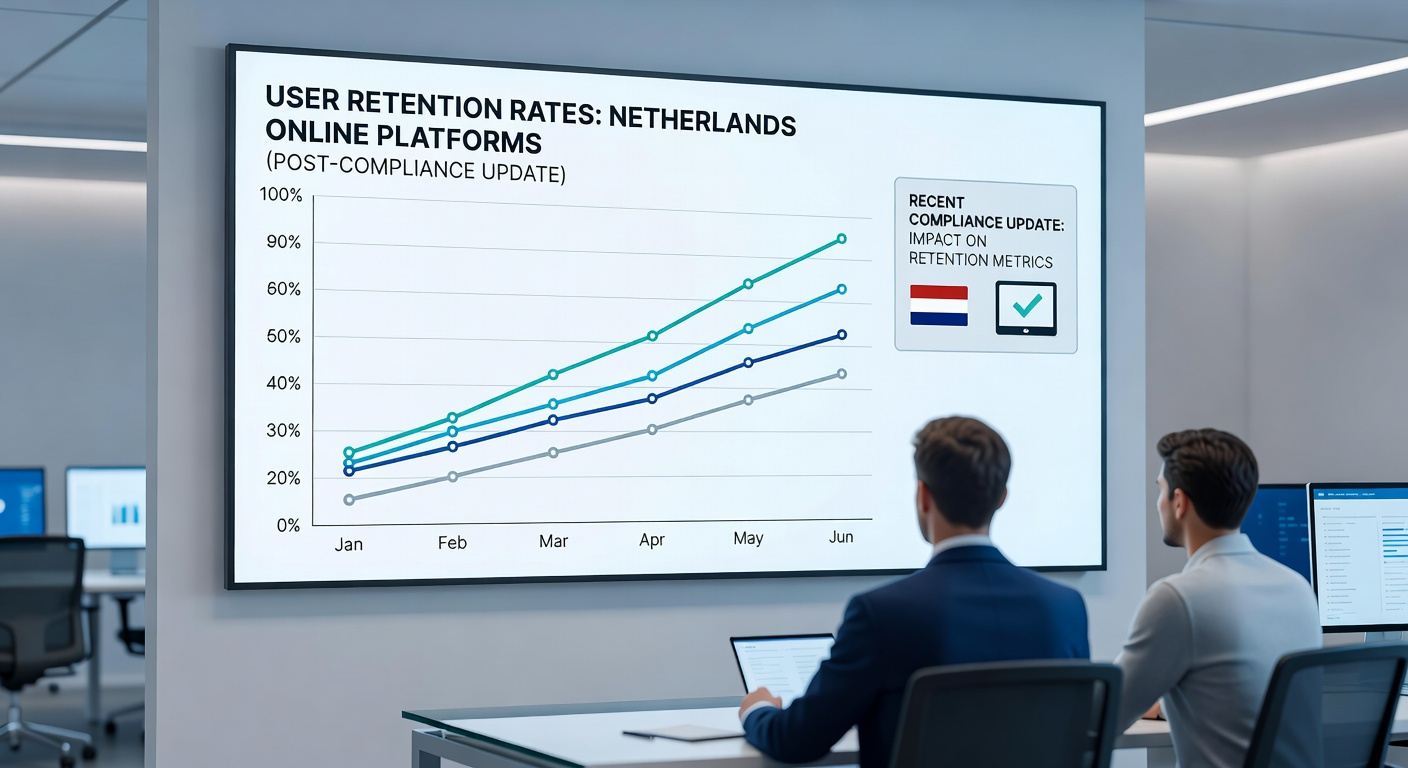 Infographic met retentiecijfers en compliance-statistieken van Nederlandse online platforms in mei 2026